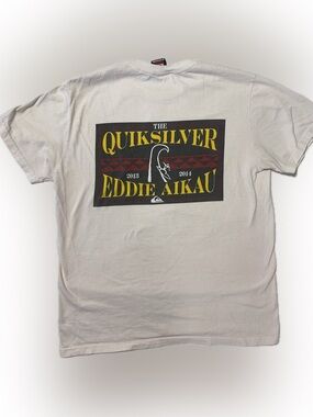 Quiksilver White Tee with Yellow & Black Eddie Aikau Graphic